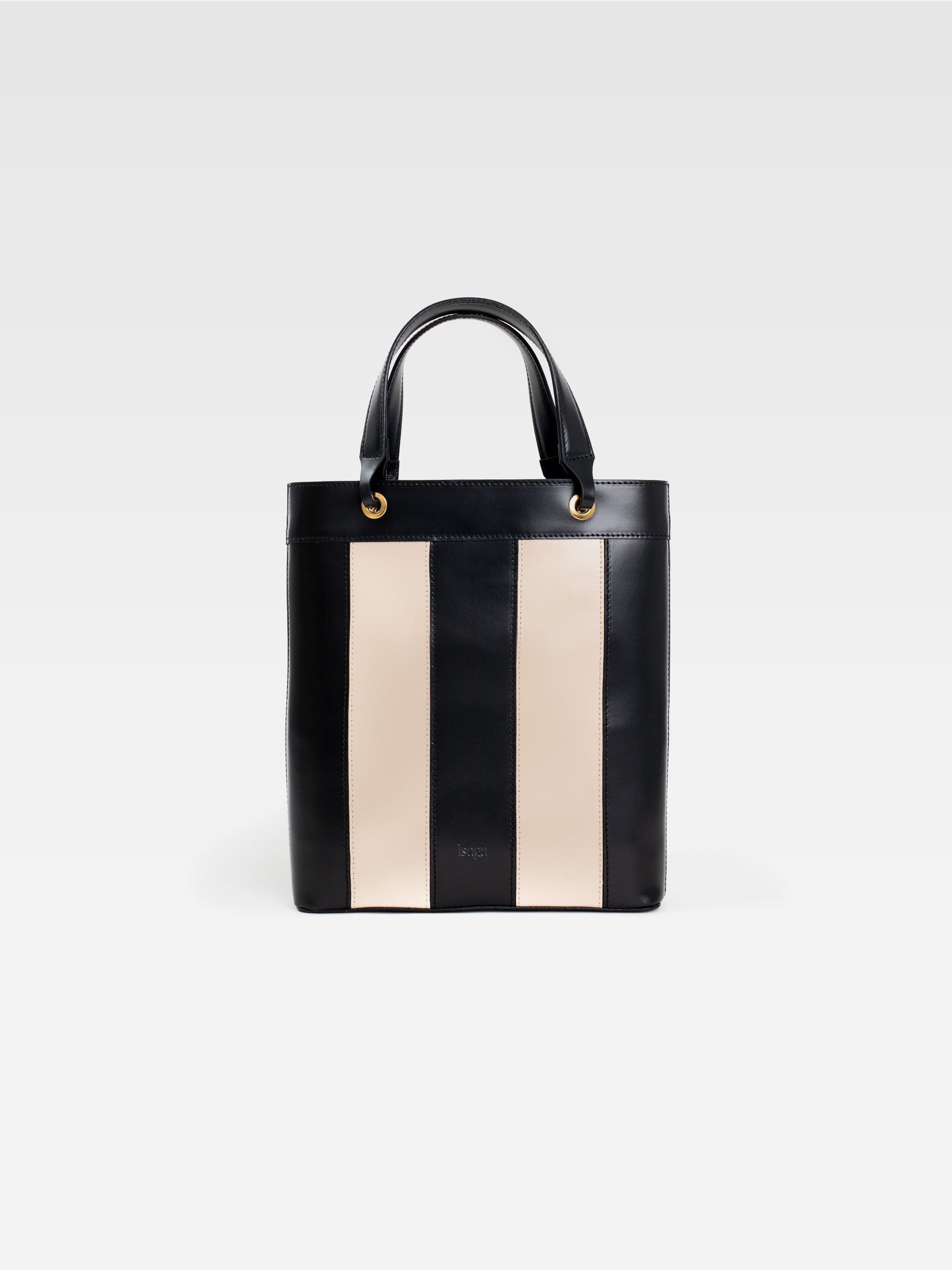 Gisella Preta e branca - Mala de mão pele feita à mão em Portugal - Mala bi-color Preto e Branco | vista de frente