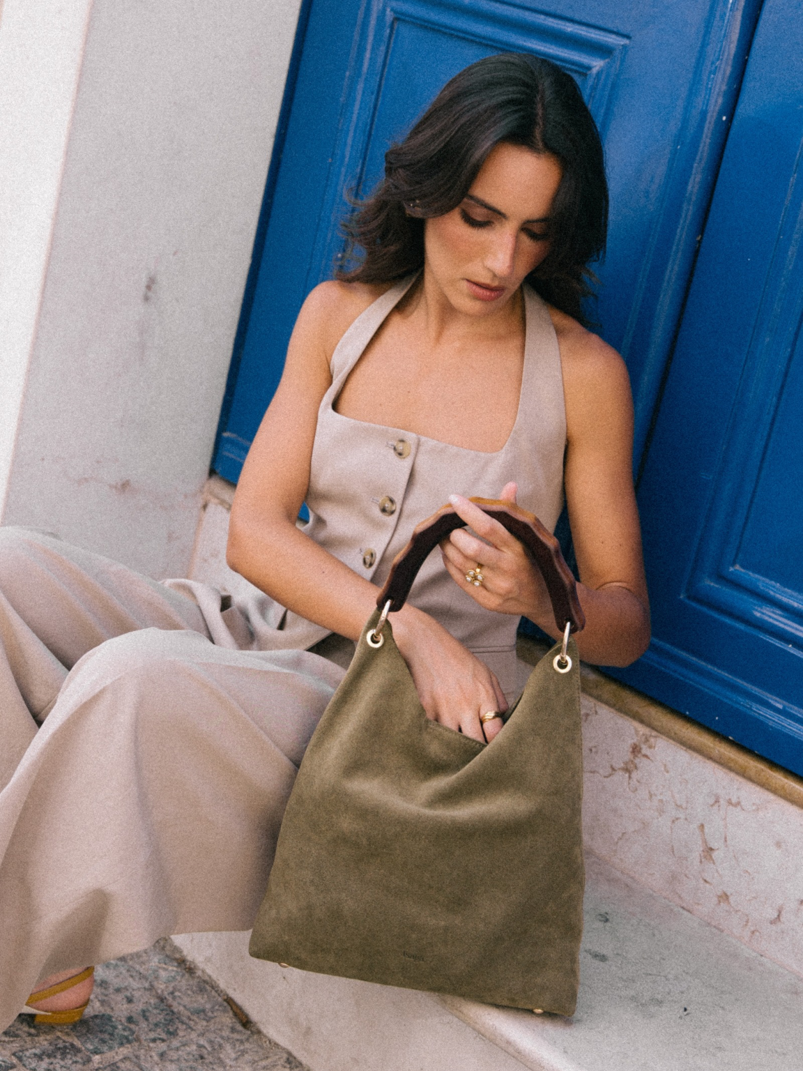 VITÓRIA GREEN SUEDE HANDBAG